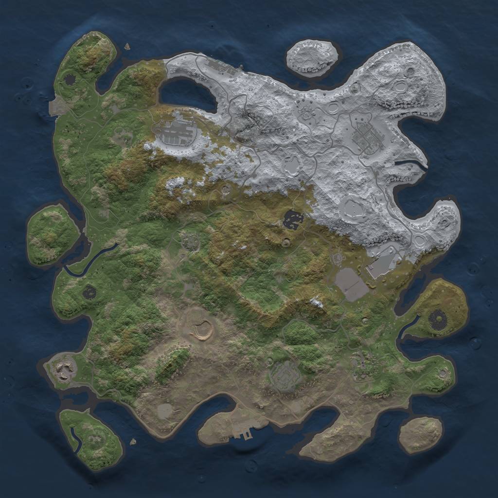 Rust Map: Procedural Map, Size: 3800, Seed: 251019808, 16 Monuments