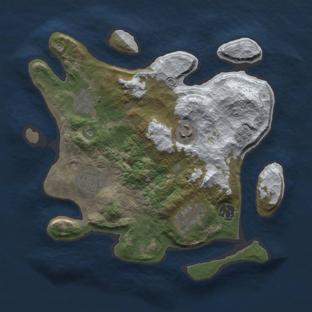 Rust Map: Barren, Size: 3000, Seed: 224784, 9 Monuments