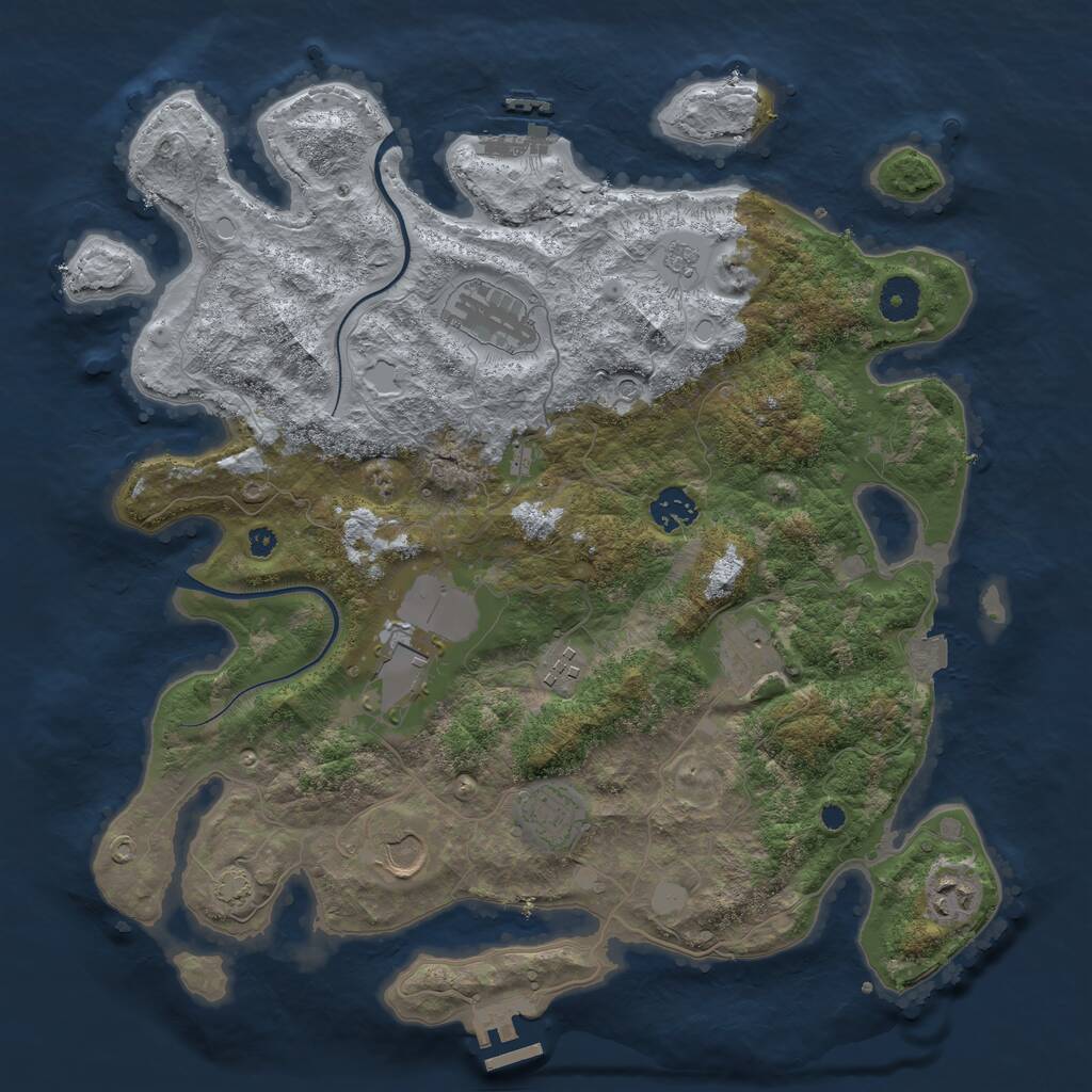 Rust Map: Procedural Map, Size: 3750, Seed: 50966546, 14 Monuments