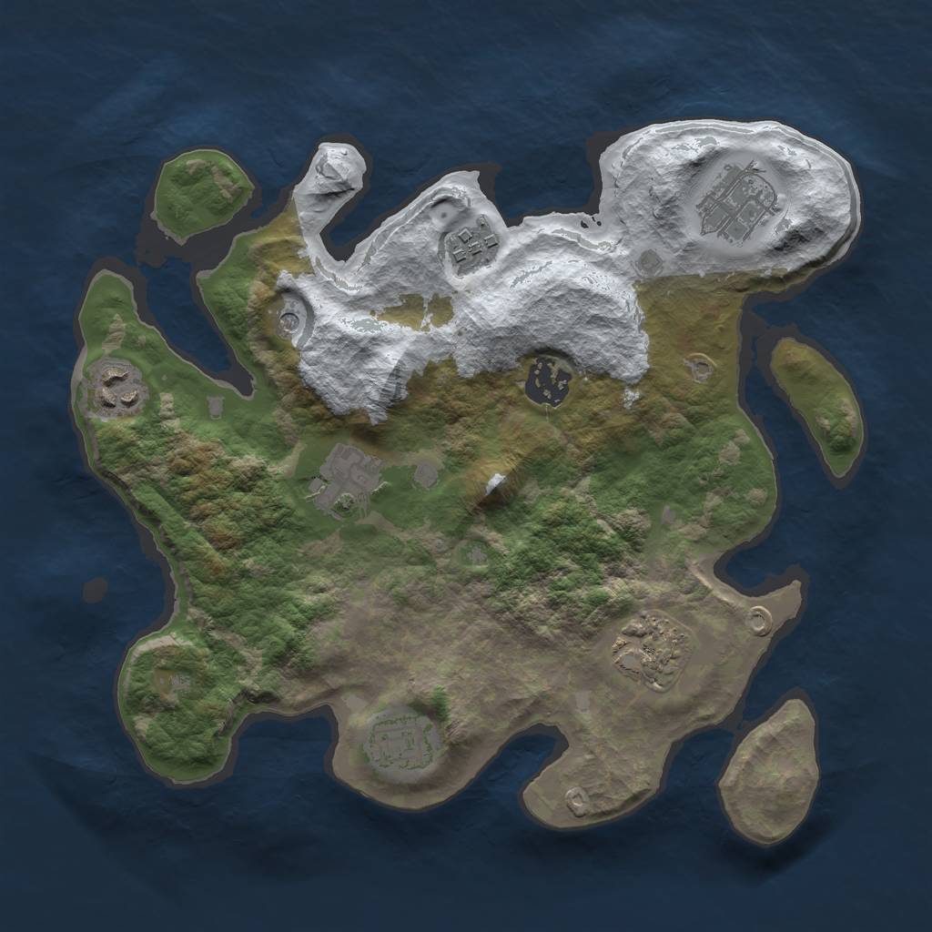 Rust Map: Barren, Size: 3000, Seed: 668053, 10 Monuments