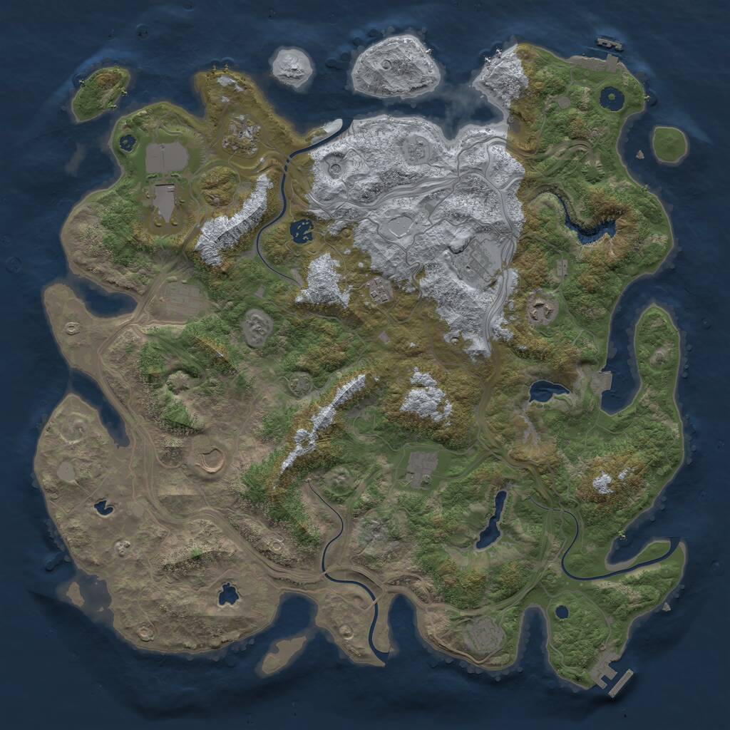 Rust Map: Procedural Map, Size: 4500, Seed: 1743479963, 16 Monuments