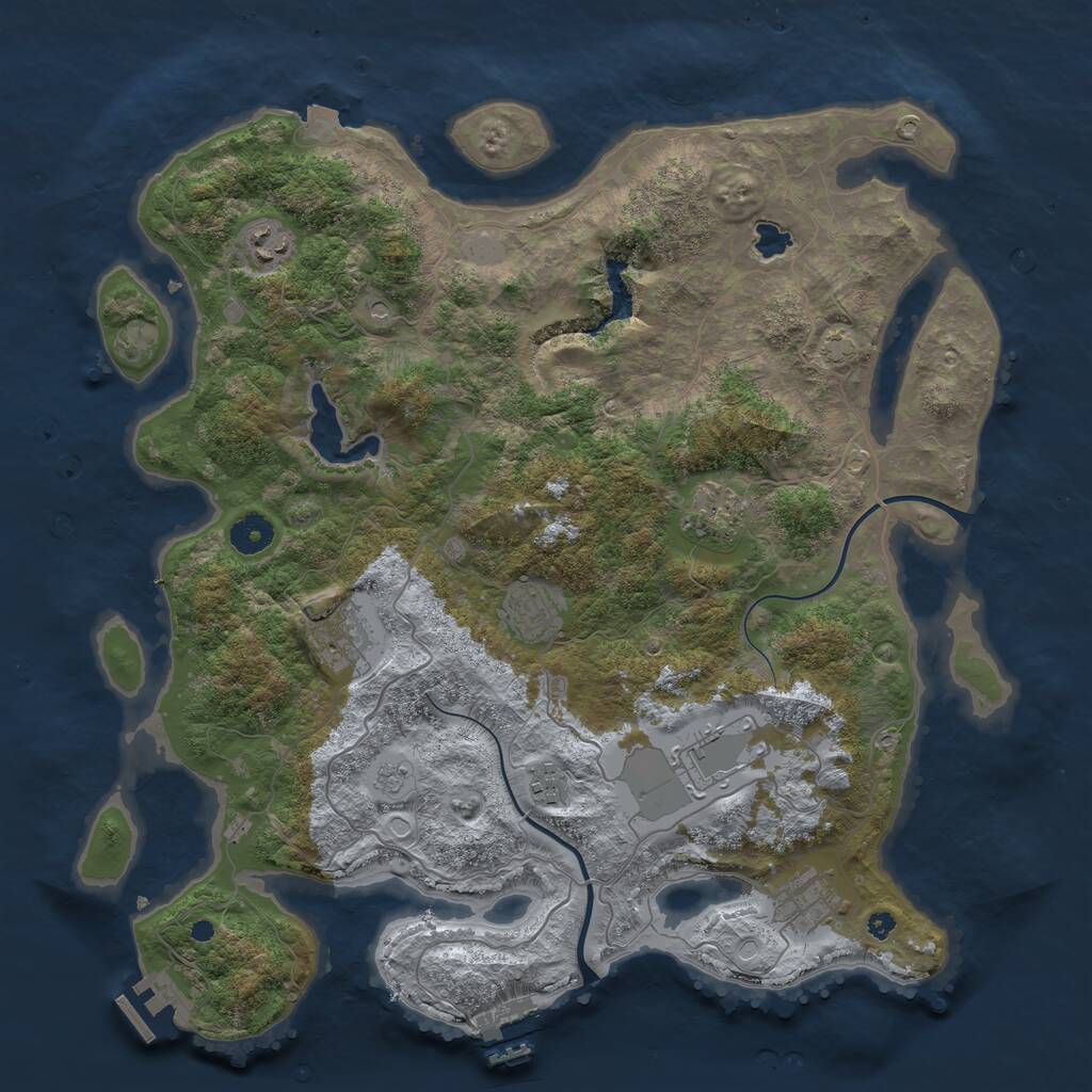 Rust Map: Procedural Map, Size: 4000, Seed: 293330, 13 Monuments