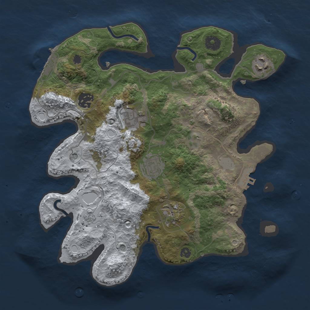 Rust Map: Procedural Map, Size: 3000, Seed: 288055, 14 Monuments