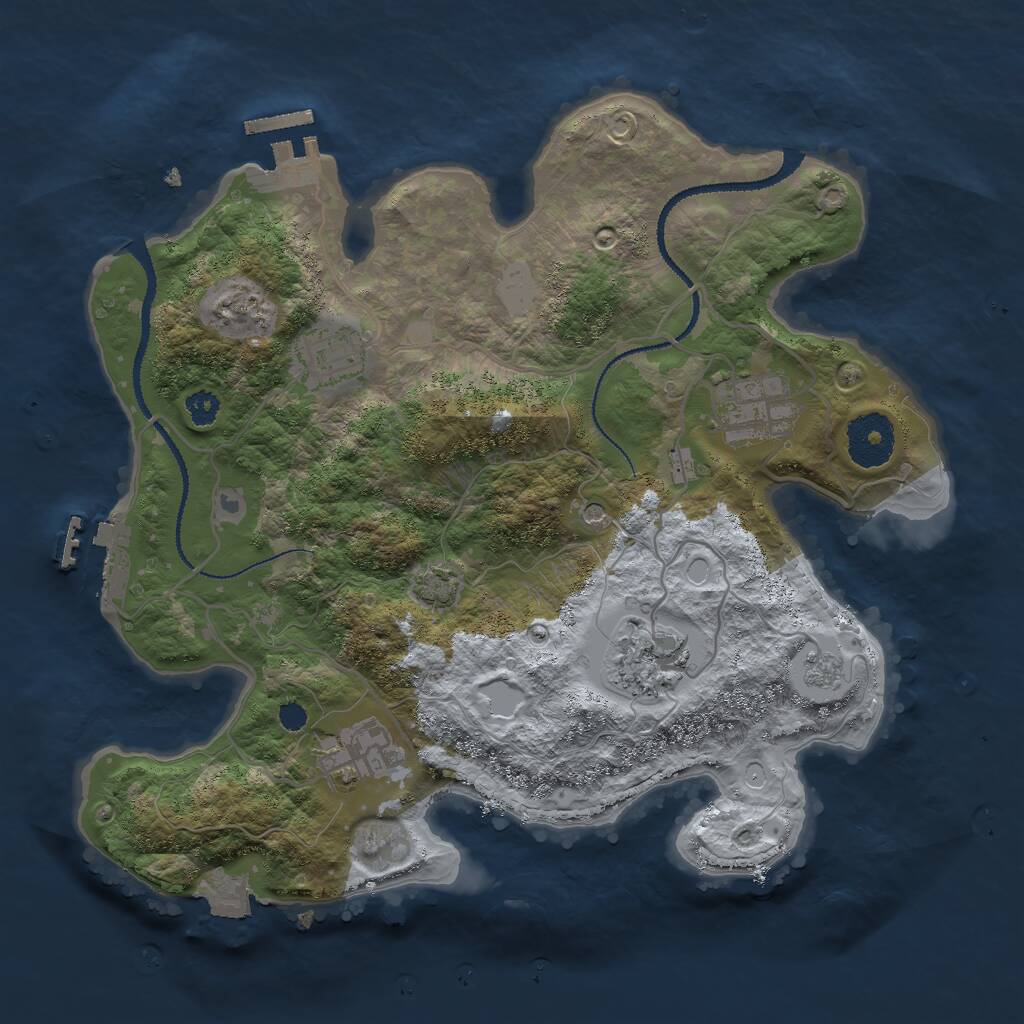 Rust Map: Procedural Map, Size: 3000, Seed: 549701, 10 Monuments