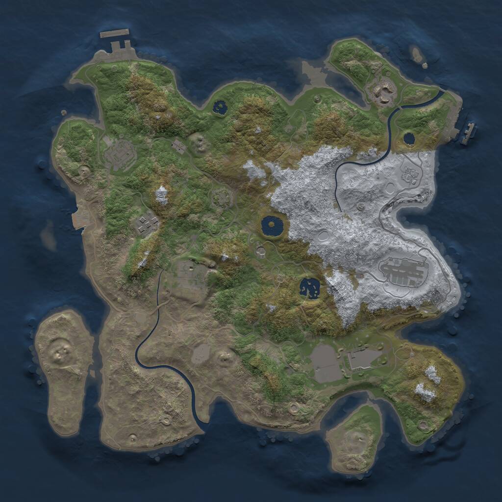Rust Map: Procedural Map, Size: 3500, Seed: 1696223732, 13 Monuments