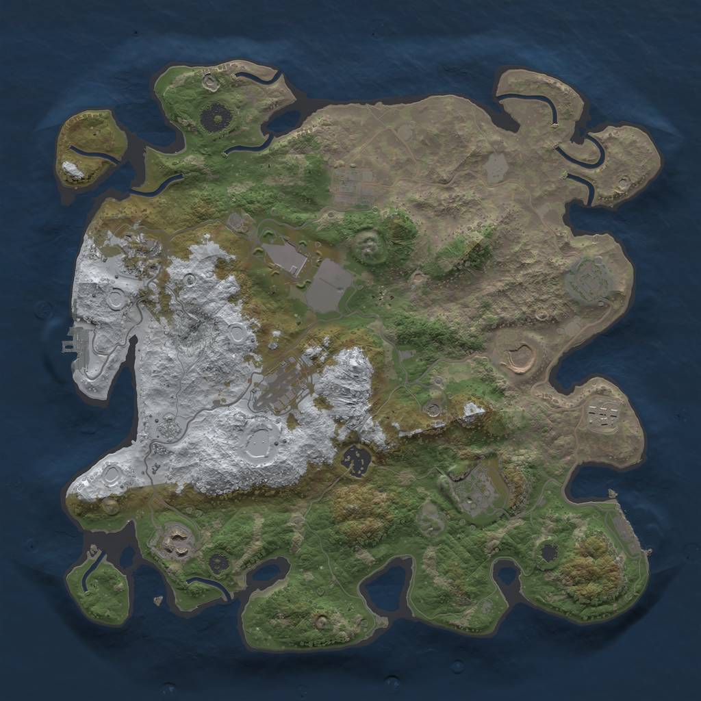 Rust Map: Procedural Map, Size: 3600, Seed: 2224738, 19 Monuments