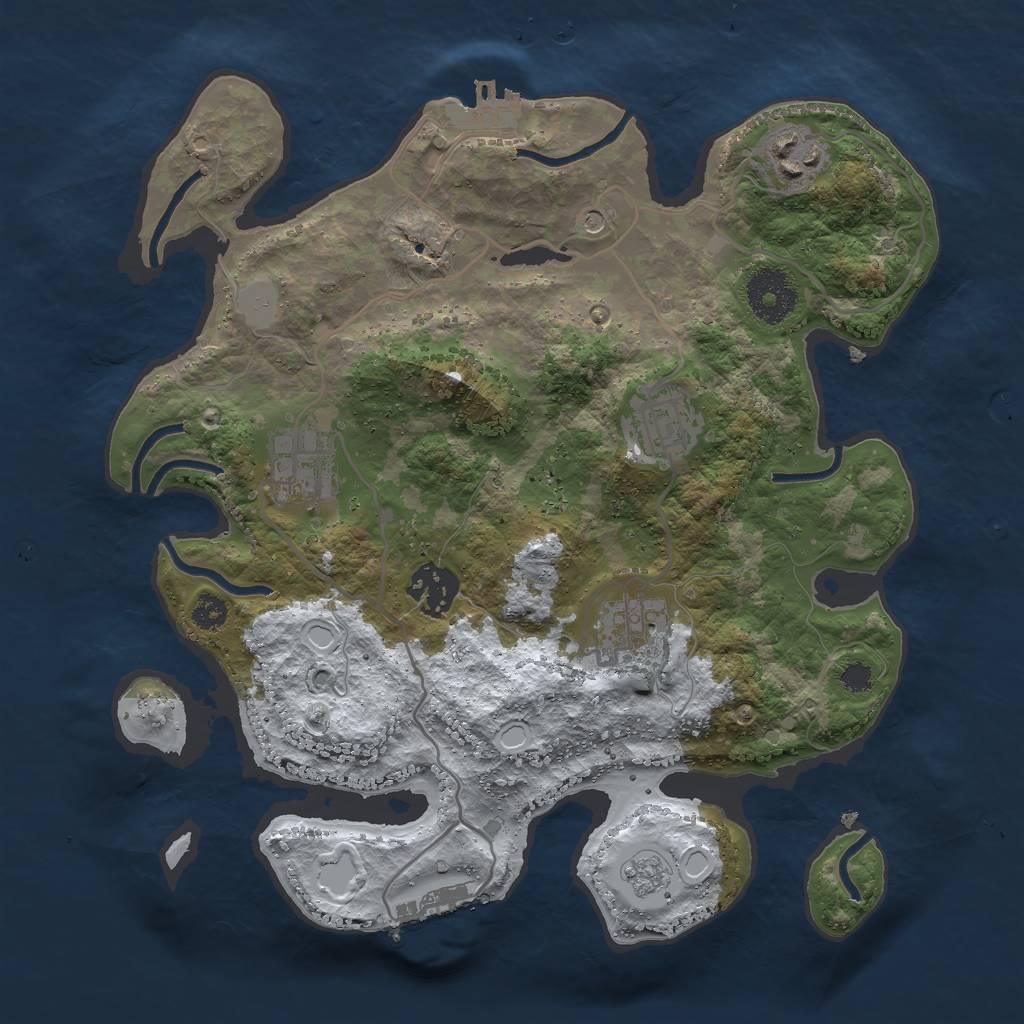 Rust Map: Procedural Map, Size: 3000, Seed: 126738, 14 Monuments