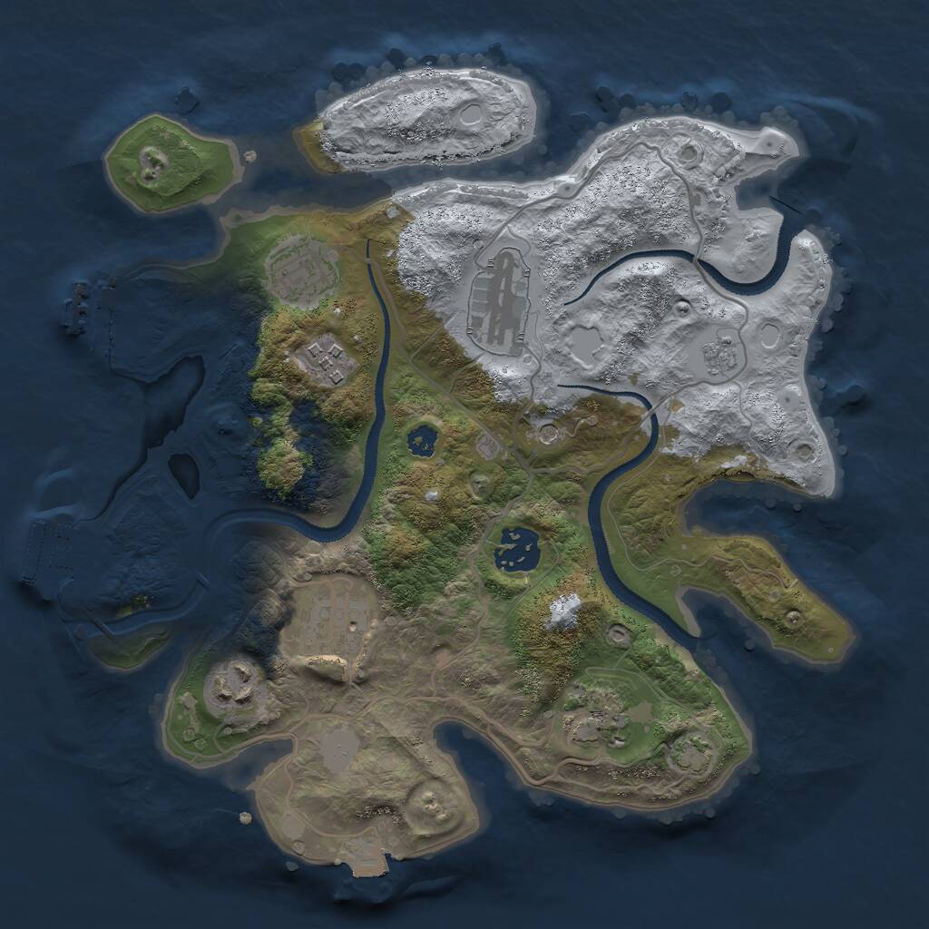 Rust Map: Procedural Map, Size: 3000, Seed: 629163, 13 Monuments