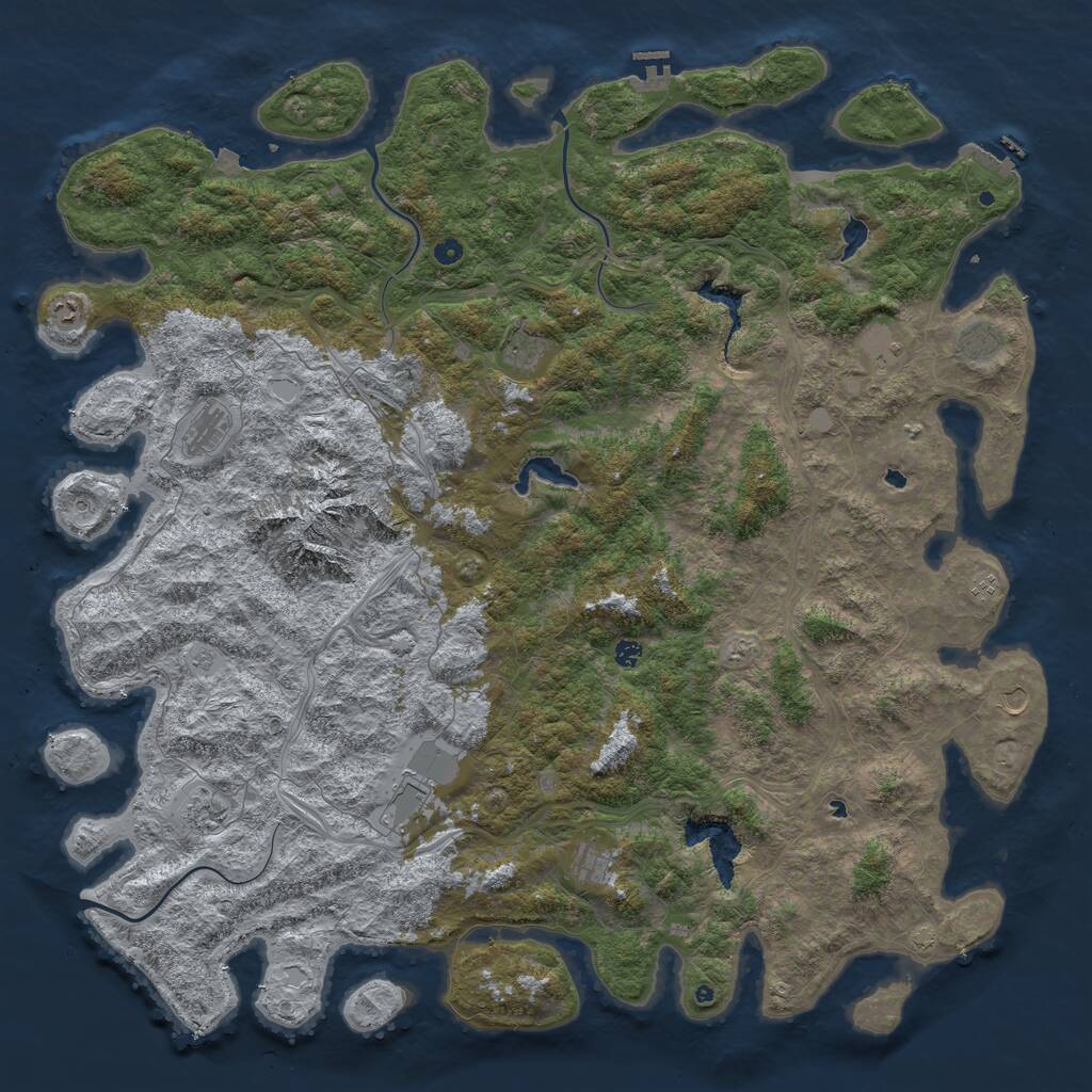 Rust Map: Procedural Map, Size: 6000, Seed: 144161790, 17 Monuments