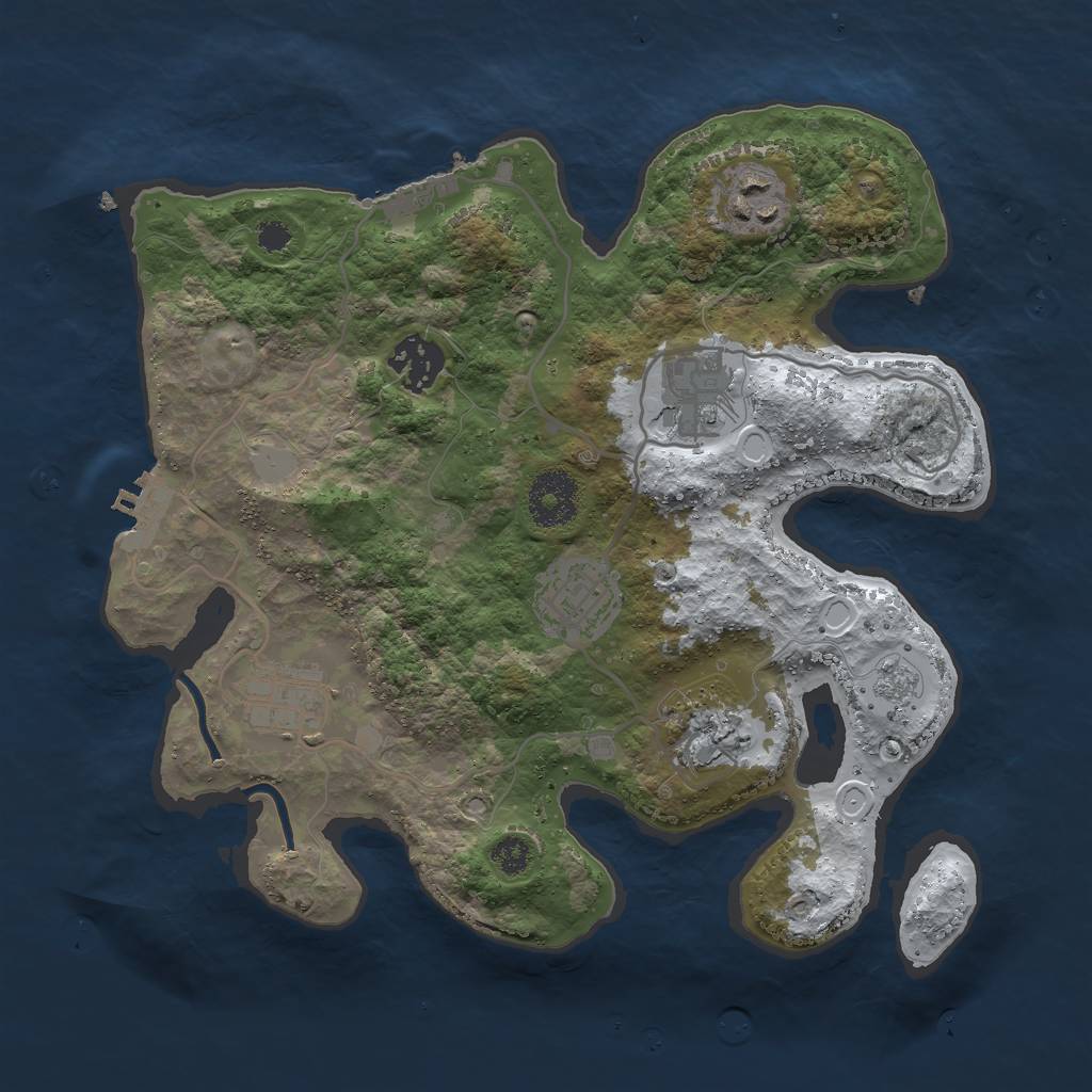 Rust Map: Procedural Map, Size: 3000, Seed: 24991, 14 Monuments
