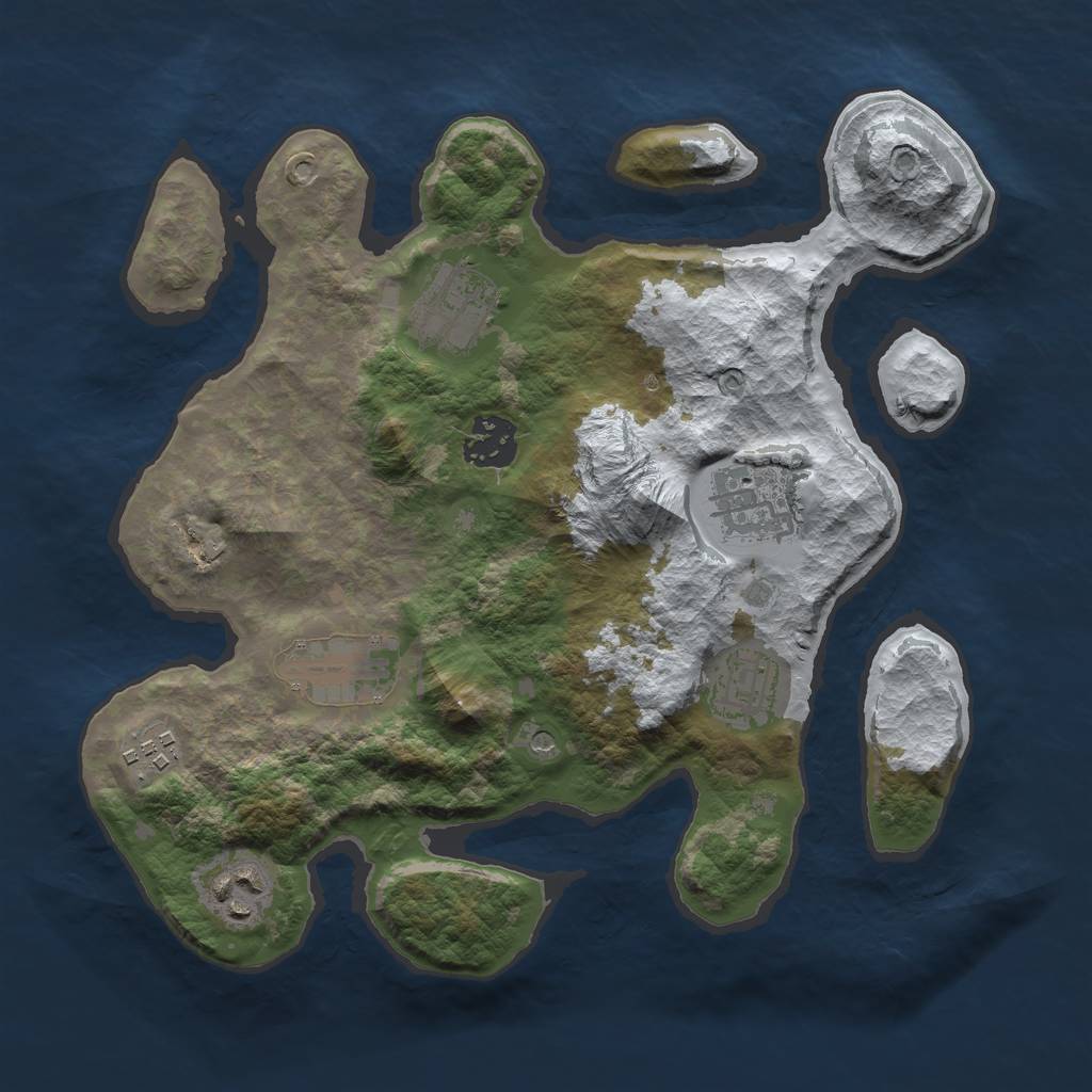 Rust Map: Barren, Size: 3000, Seed: 287596, 10 Monuments