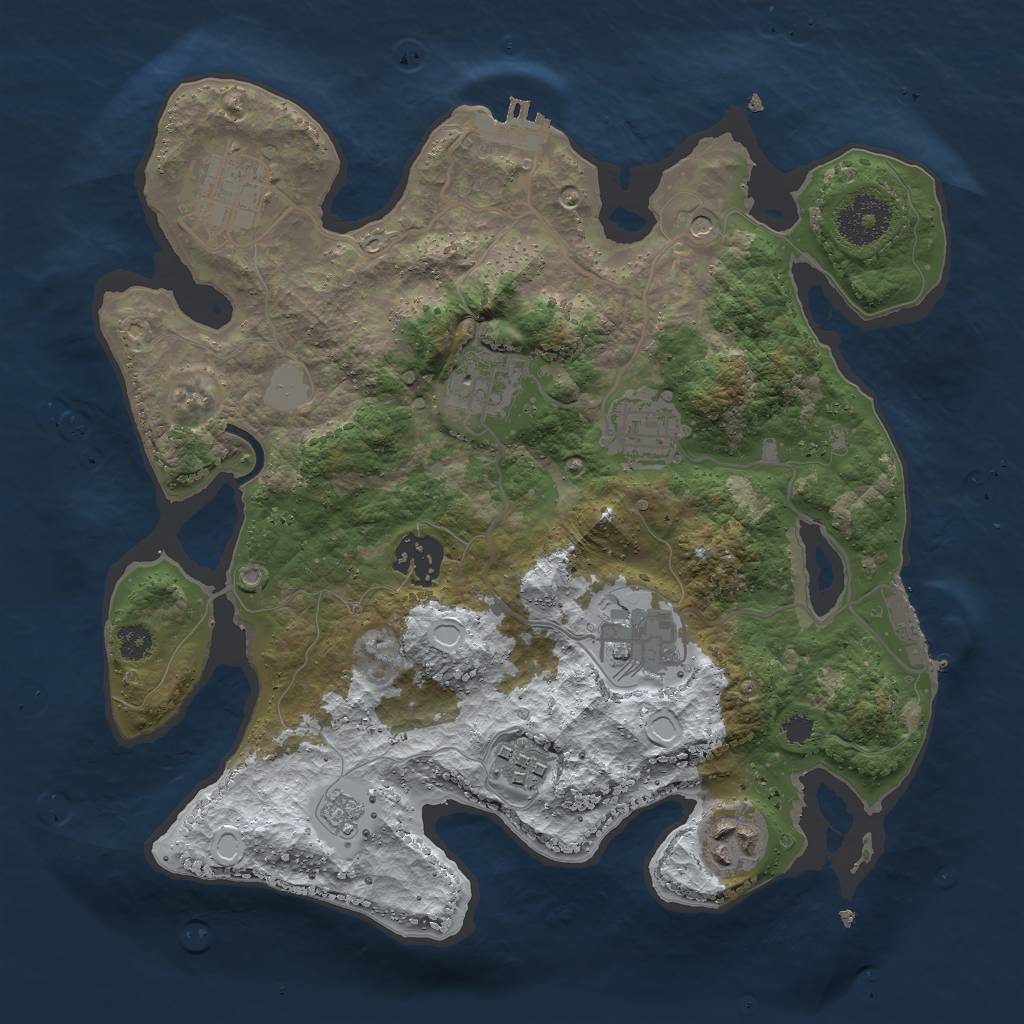 Rust Map: Procedural Map, Size: 3000, Seed: 49871, 16 Monuments