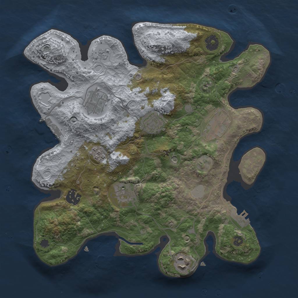 Rust Map: Procedural Map, Size: 3000, Seed: 237445, 14 Monuments