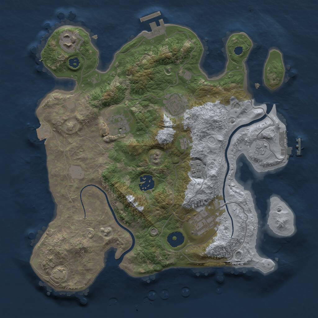 Rust Map: Procedural Map, Size: 3000, Seed: 657592, 12 Monuments