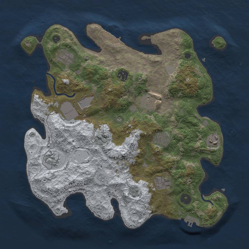 Rust Map: Procedural Map, Size: 3500, Seed: 799721644, 18 Monuments