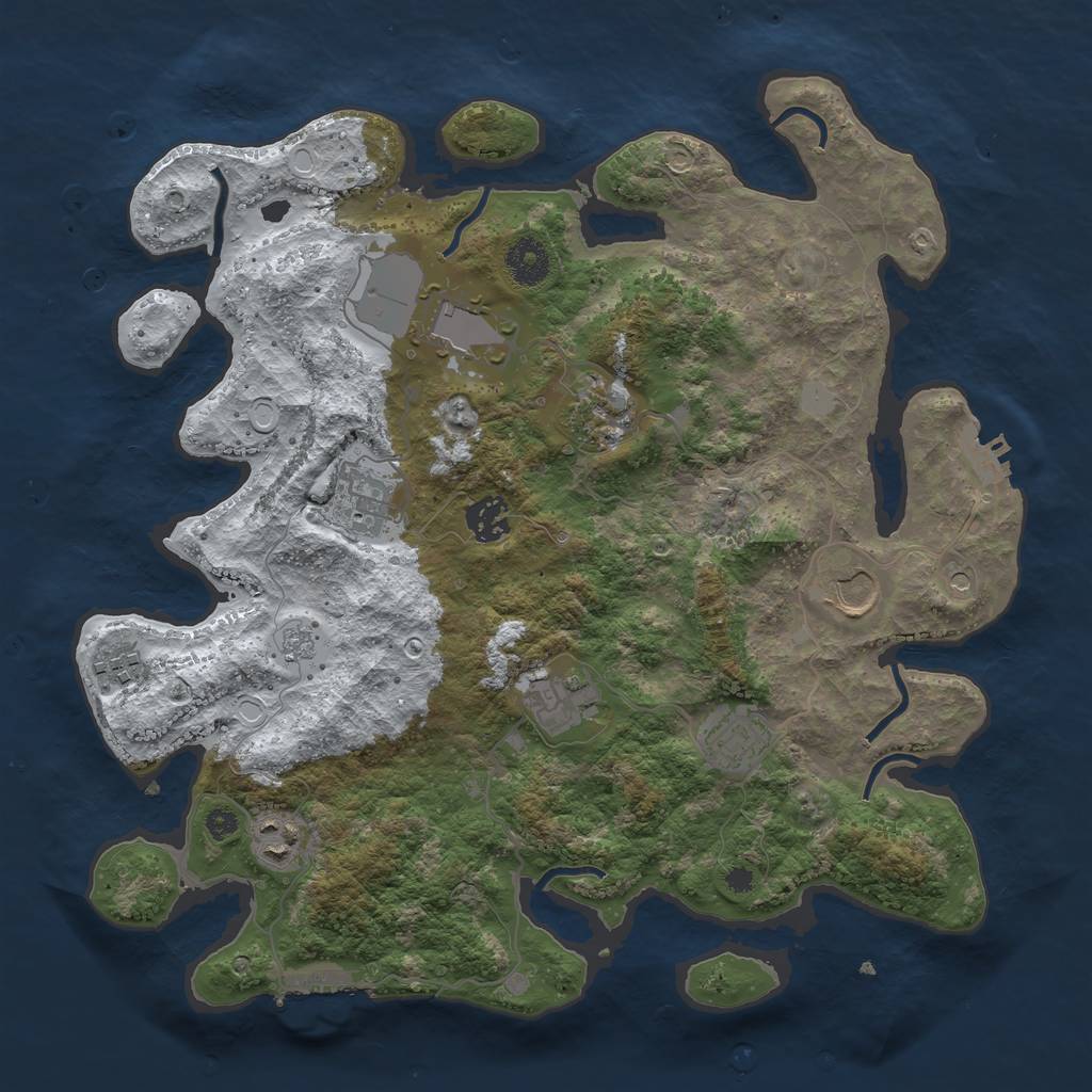 Rust Map: Procedural Map, Size: 3600, Seed: 5554839, 18 Monuments