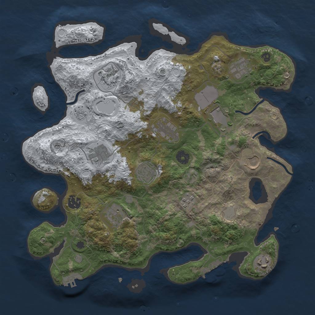 Rust Map: Procedural Map, Size: 3500, Seed: 1103072139, 20 Monuments