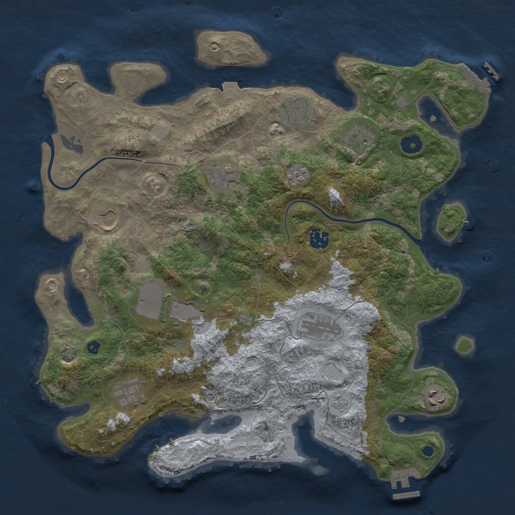 Rust Map: Procedural Map, Size: 3850, Seed: 246188267, 16 Monuments
