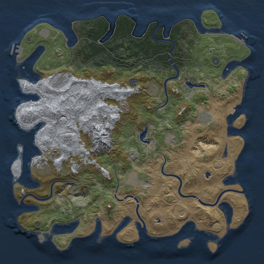 Rust Map: Procedural Map, Size: 5000, Seed: 54141, 19 Monuments