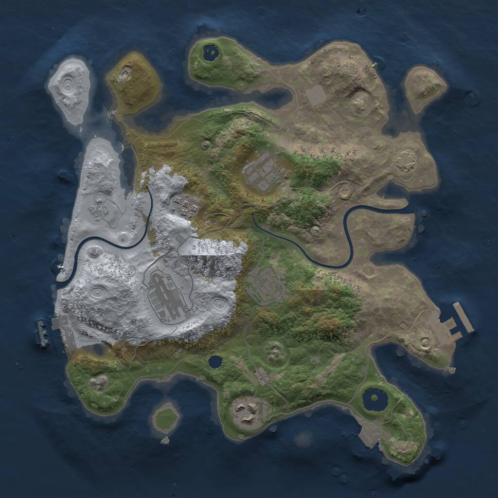 Rust Map: Procedural Map, Size: 3000, Seed: 530867, 10 Monuments