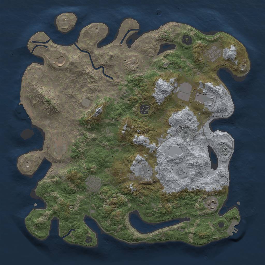 Rust Map: Procedural Map, Size: 3850, Seed: 717363770, 17 Monuments
