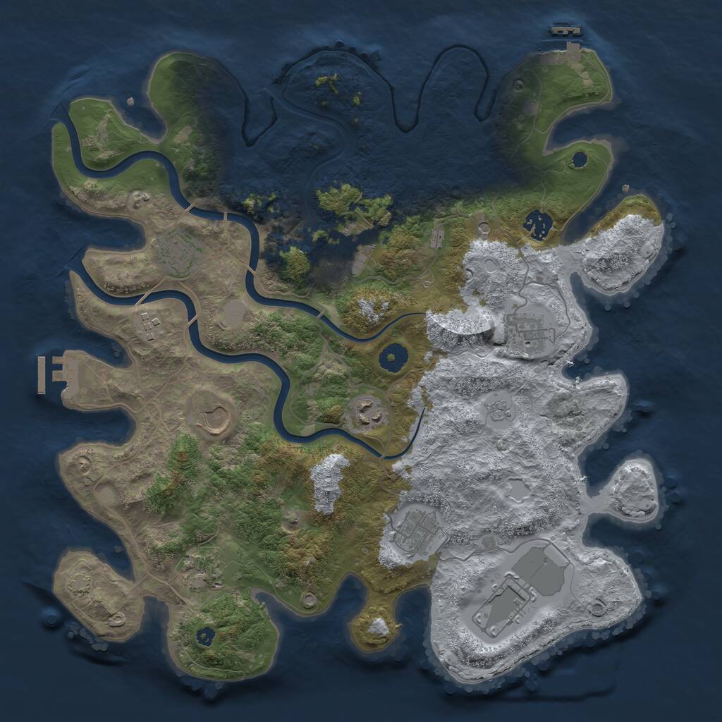 Rust Map: Procedural Map, Size: 3850, Seed: 464971009, 16 Monuments