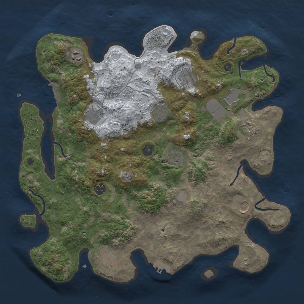 Rust Map: Procedural Map, Size: 3850, Seed: 1959339092, 20 Monuments