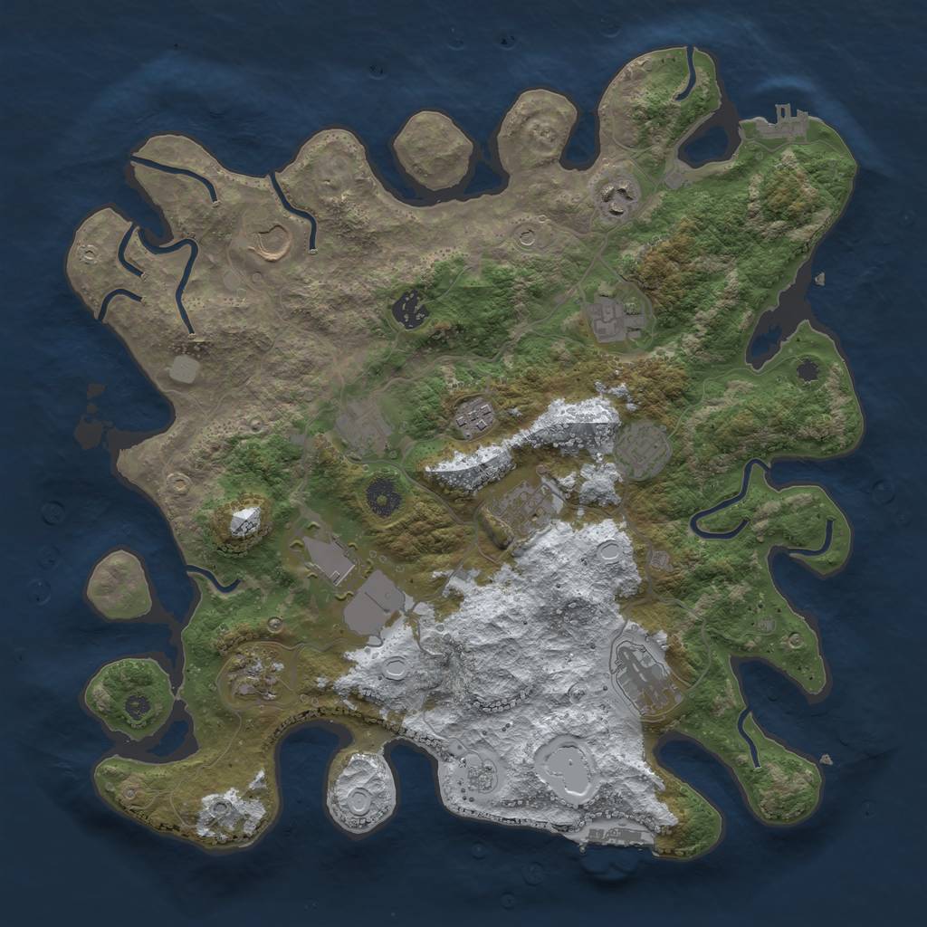 Rust Map: Procedural Map, Size: 3850, Seed: 378389479, 20 Monuments