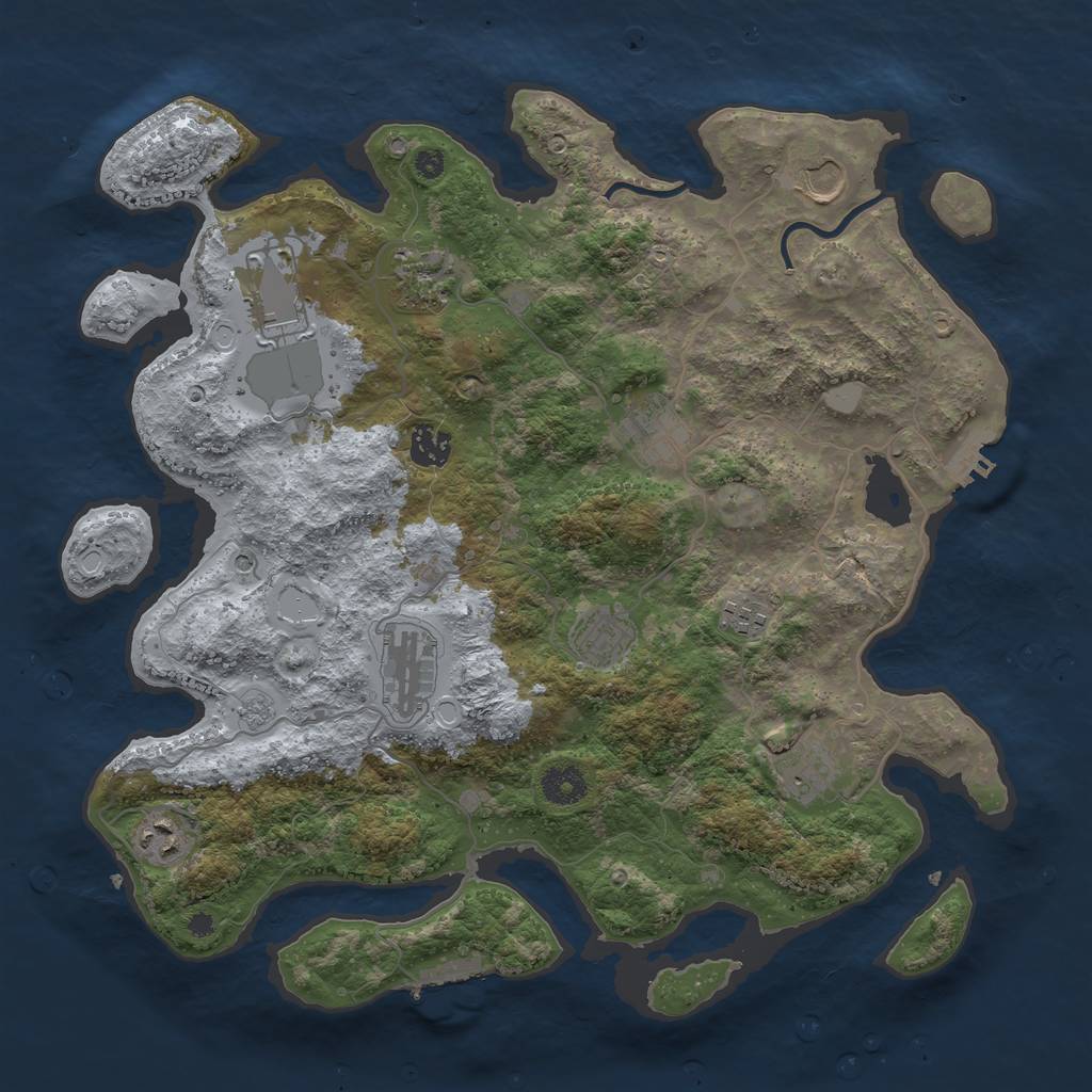 Rust Map: Procedural Map, Size: 3800, Seed: 1300431056, 19 Monuments