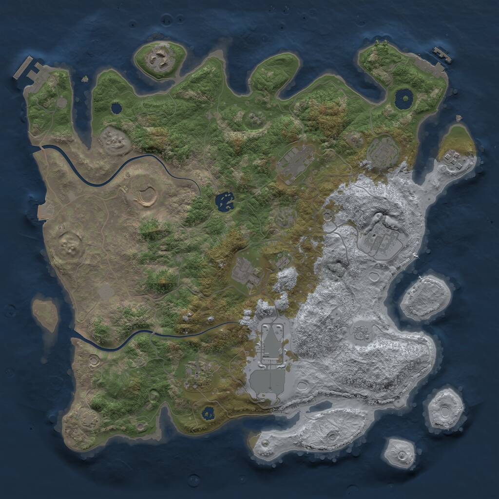 Rust Map: Procedural Map, Size: 3750, Seed: 600011489, 16 Monuments