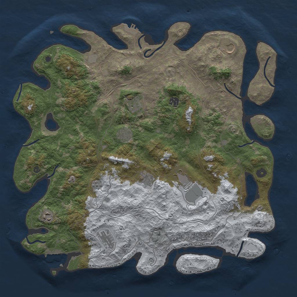 Rust Map: Procedural Map, Size: 4500, Seed: 1177988896, 18 Monuments