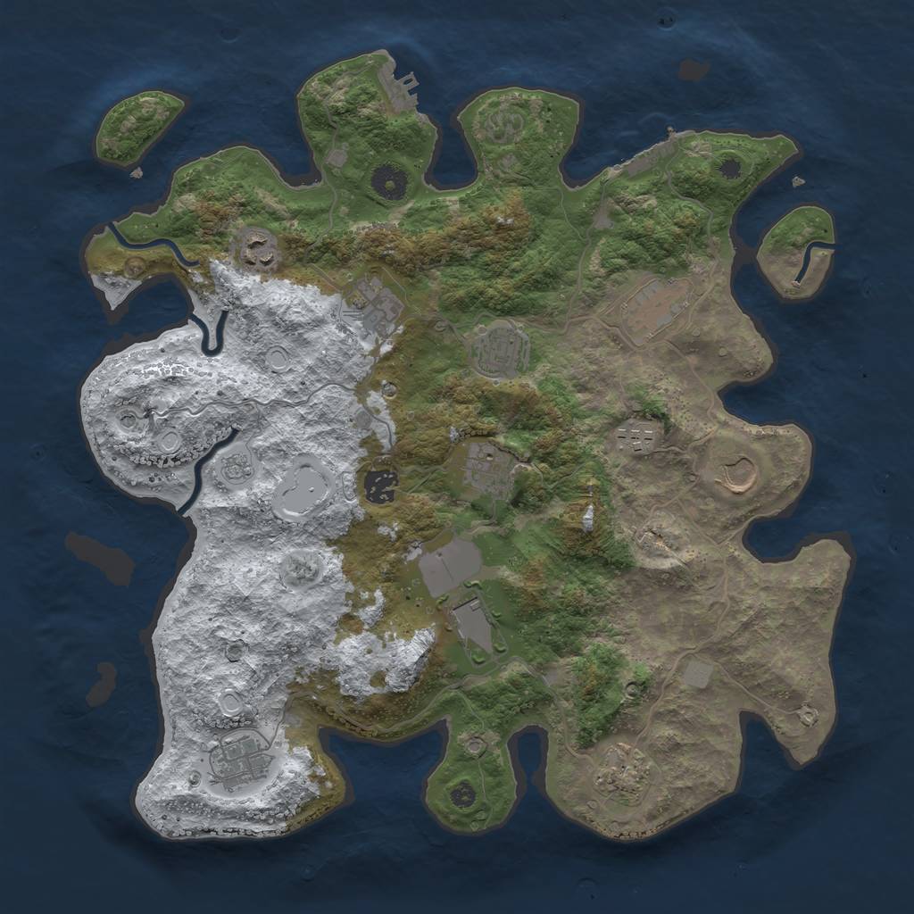 Rust Map: Procedural Map, Size: 3850, Seed: 1157294226, 20 Monuments