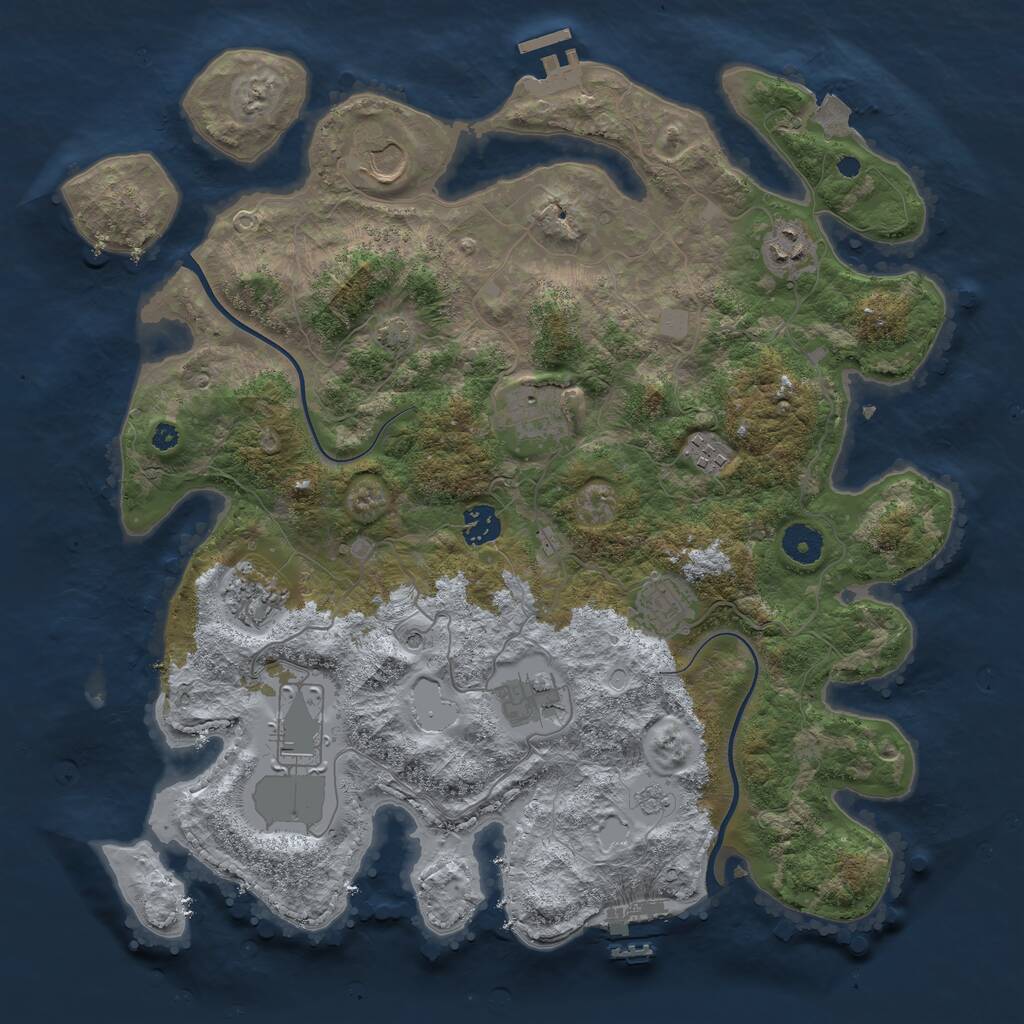 Rust Map: Procedural Map, Size: 3850, Seed: 754405060, 15 Monuments