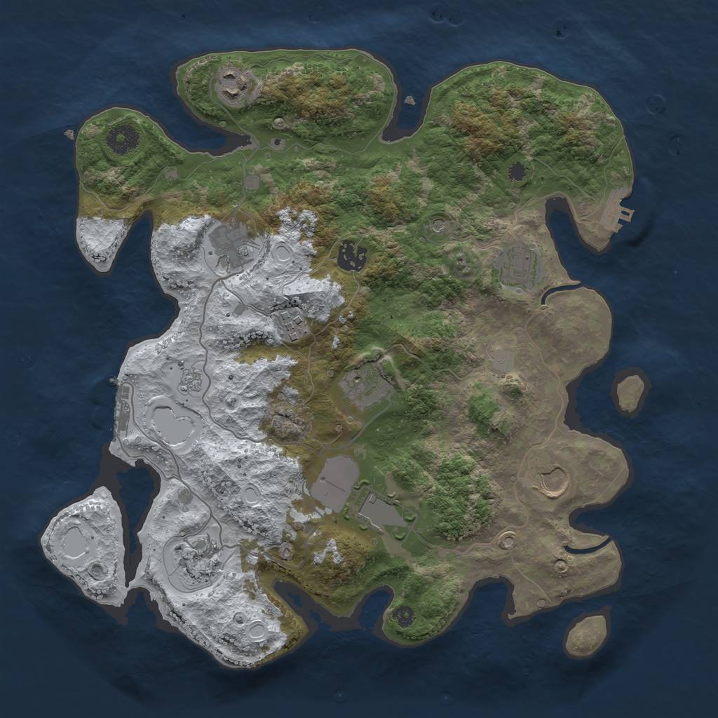 Rust Map: Procedural Map, Size: 3500, Seed: 1347827913, 18 Monuments