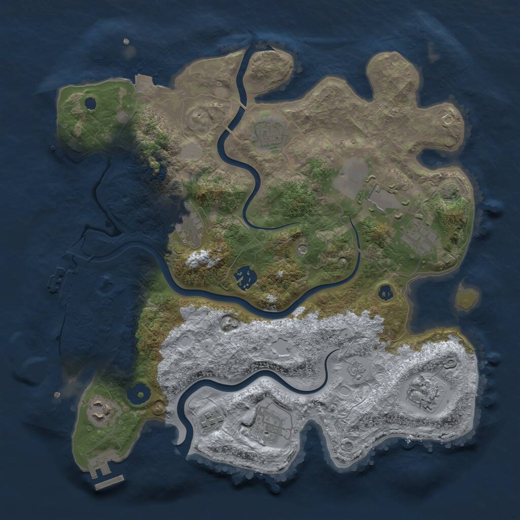Rust Map: Procedural Map, Size: 3500, Seed: 1396208589, 15 Monuments
