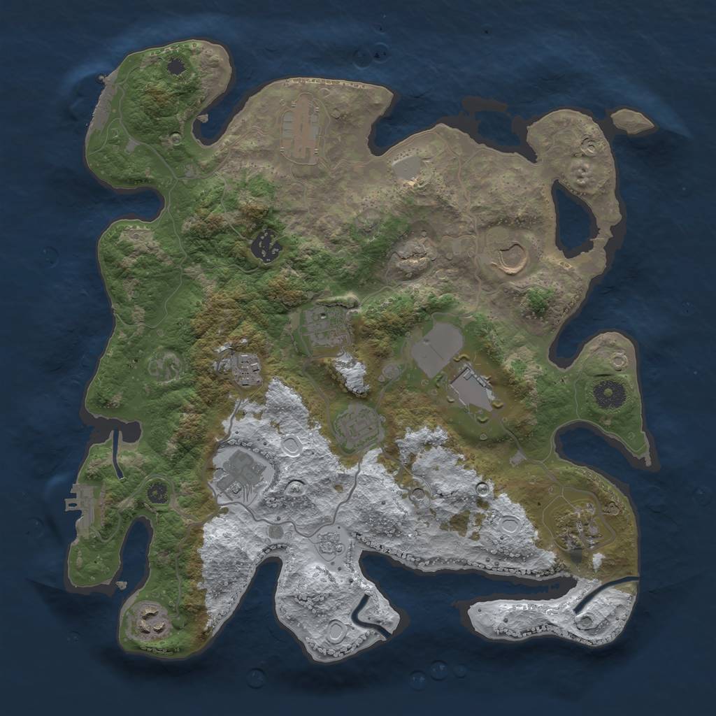 Rust Map: Procedural Map, Size: 3500, Seed: 921127451, 19 Monuments