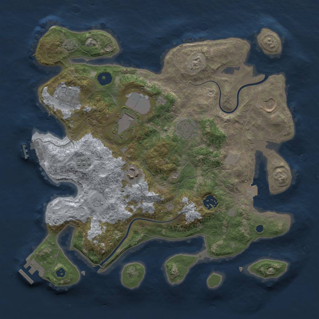 Rust Map: Procedural Map, Size: 3500, Seed: 908070596, 13 Monuments