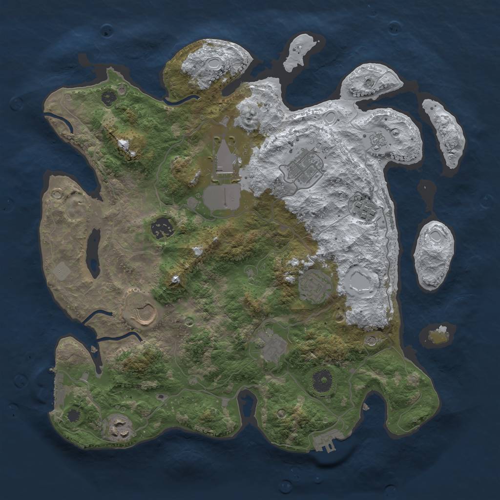 Rust Map: Procedural Map, Size: 3500, Seed: 92646111, 17 Monuments