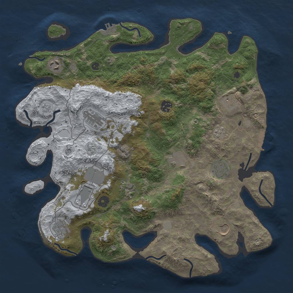 Rust Map: Procedural Map, Size: 3850, Seed: 432985692, 20 Monuments