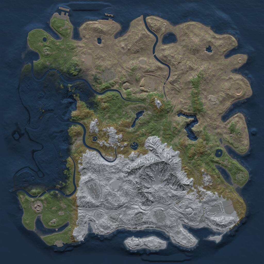 Rust Map: Procedural Map, Size: 5000, Seed: 934986141, 17 Monuments