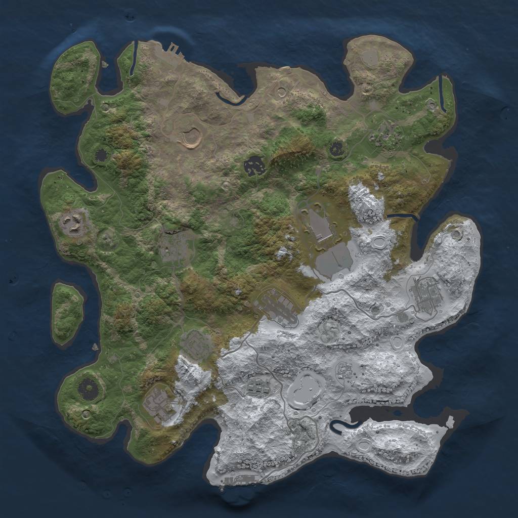 Rust Map: Procedural Map, Size: 3700, Seed: 1886166776, 20 Monuments