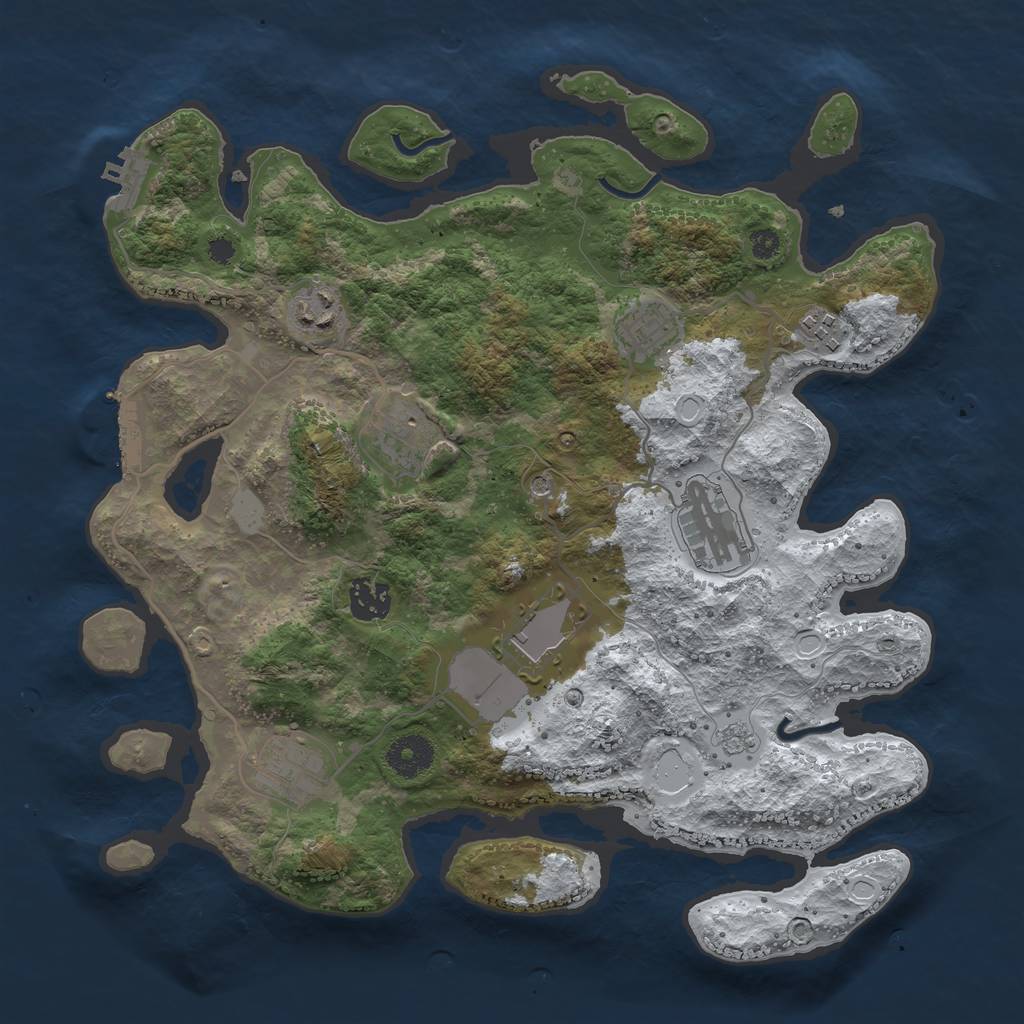 Rust Map: Procedural Map, Size: 3500, Seed: 48307620, 17 Monuments