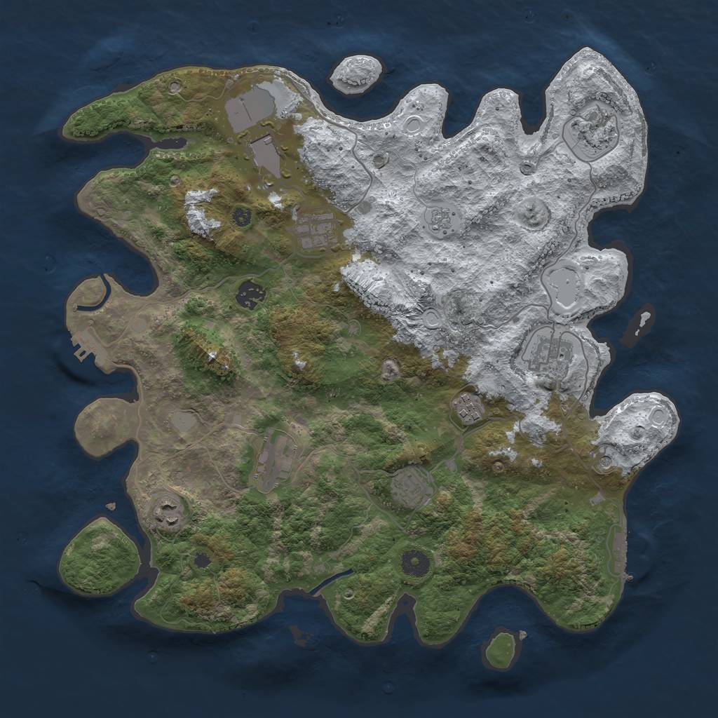 Rust Map: Procedural Map, Size: 3850, Seed: 562793748, 18 Monuments