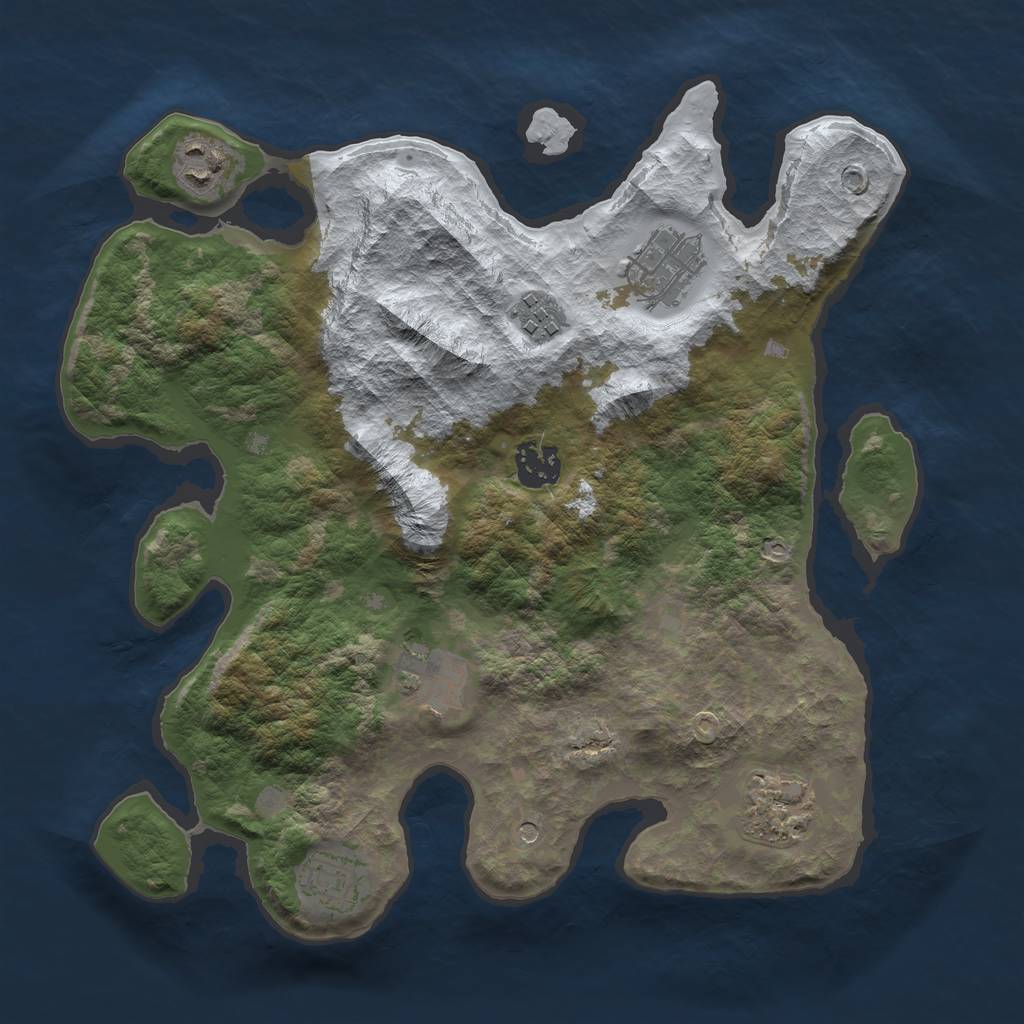 Rust Map: Barren, Size: 3250, Seed: 1, 10 Monuments