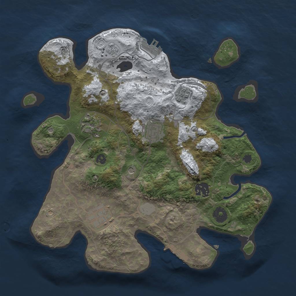 Rust Map: Procedural Map, Size: 3000, Seed: 177335642, 14 Monuments