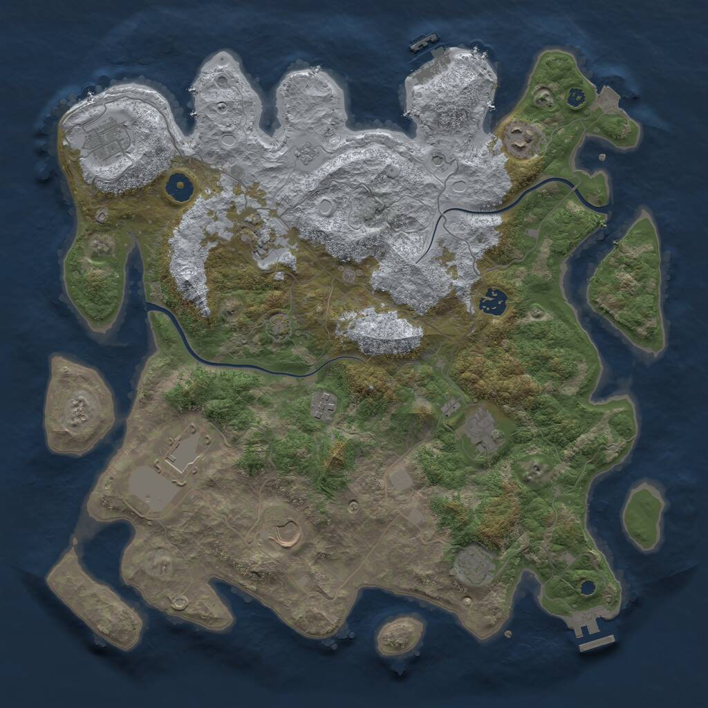 Rust Map: Procedural Map, Size: 3950, Seed: 1126057681, 15 Monuments