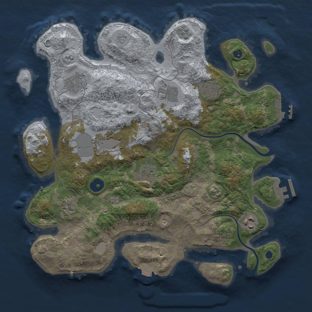 Rust Map: Procedural Map, Size: 3500, Seed: 243217489, 14 Monuments