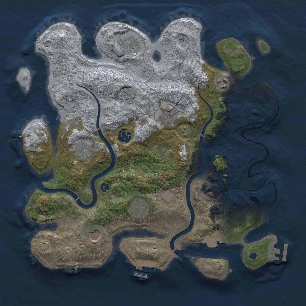 Rust Map: Procedural Map, Size: 3500, Seed: 243217489, 14 Monuments