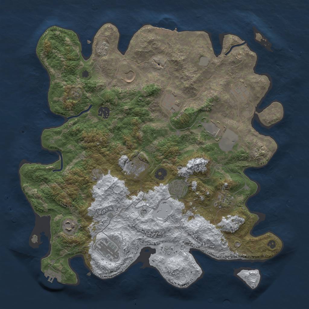 Rust Map: Procedural Map, Size: 3850, Seed: 54173998, 20 Monuments