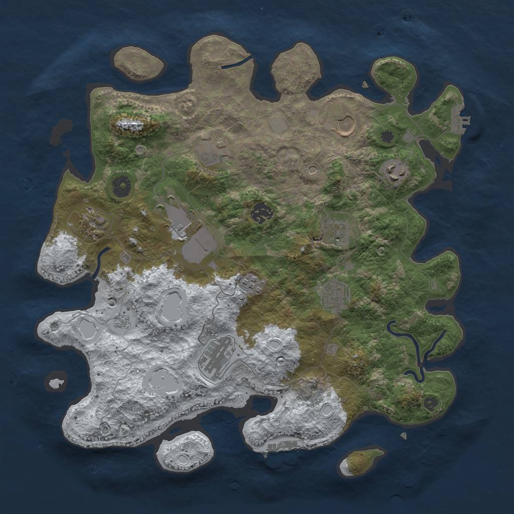 Rust Map: Procedural Map, Size: 3750, Seed: 220407008, 19 Monuments